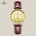 Top Quality Women′s Quartz Watch with Brown Lether Strap 71040